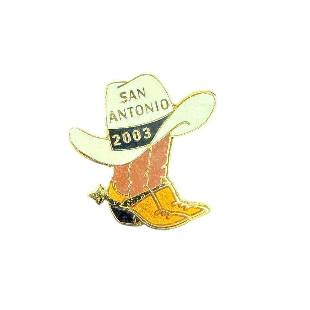 San Antonio 2003 Cowboy Hat Boots Enamel Pin Western Souvenir‎